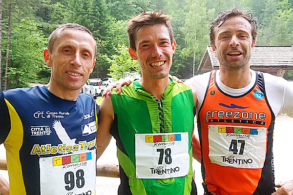 Il podio maschile del 18 Giu 2016 da sinistra Torresani, Pintarelli e Lavelli (Foto da uff Uff Stampa Pegaao Media)